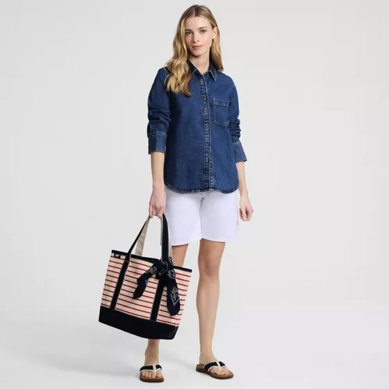 Women's Soft Denim Twill Button Front Shirt - primary