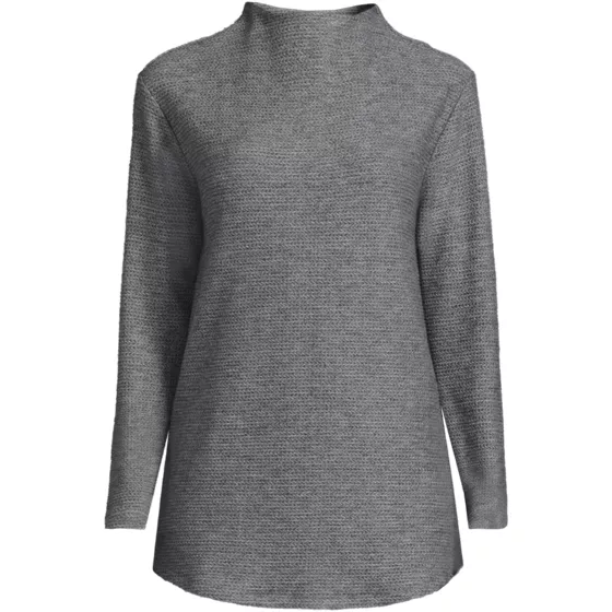 Women's Cable Ottoman Relaxed Long Sleeve Funnel Neck Tunic - primary