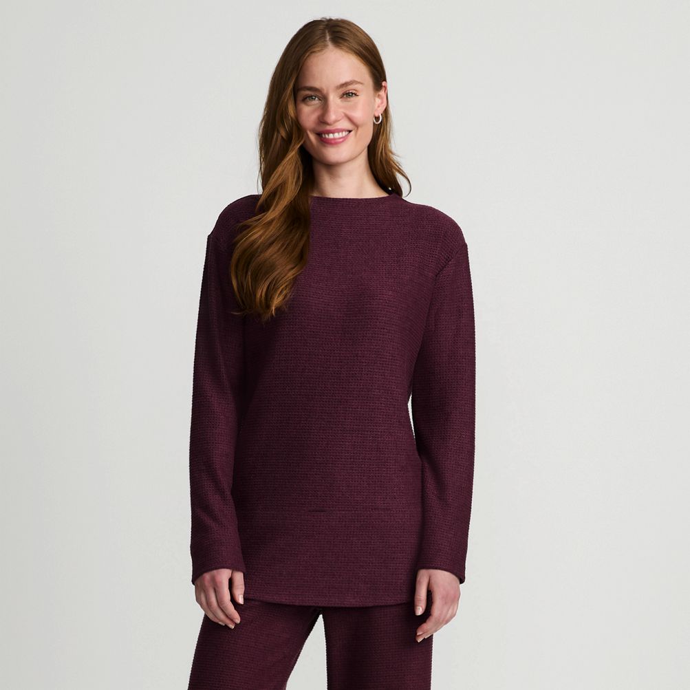 売れ筋商品|||ランズエンド カットソー トップス レディース Women's Cable Ottoman Relaxed Long Sleeve Funnel Neck Tunic Charcoal gray heather Women's Cable Ottoman Relaxed Long Sleeve Funnel Neck Tunic