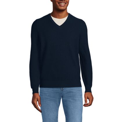 Men's Long Sleeve Washable Merino Wool V Neck Sweater - image 4