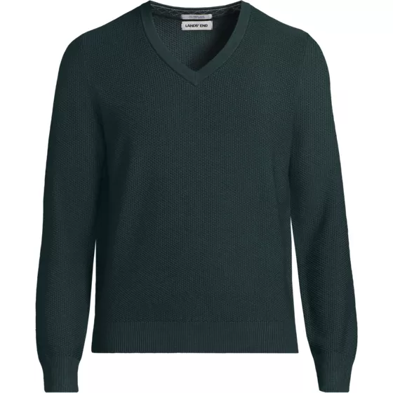 Men's Long Sleeve Washable Merino Wool V-neck Sweater - primary