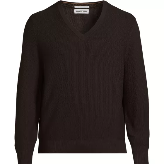 Men's Long Sleeve Washable Merino Wool V-neck Sweater - primary