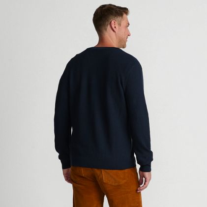 Men's Long Sleeve Washable Merino Wool V Neck Sweater - image 1