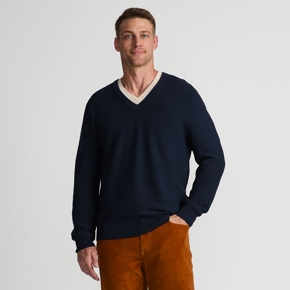 Landsend Blue V-Neck best Long Sleeve Sweater