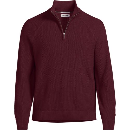 Men's Long Sleeve Washable Merino Wool Quarter Zip Sweater | Lands