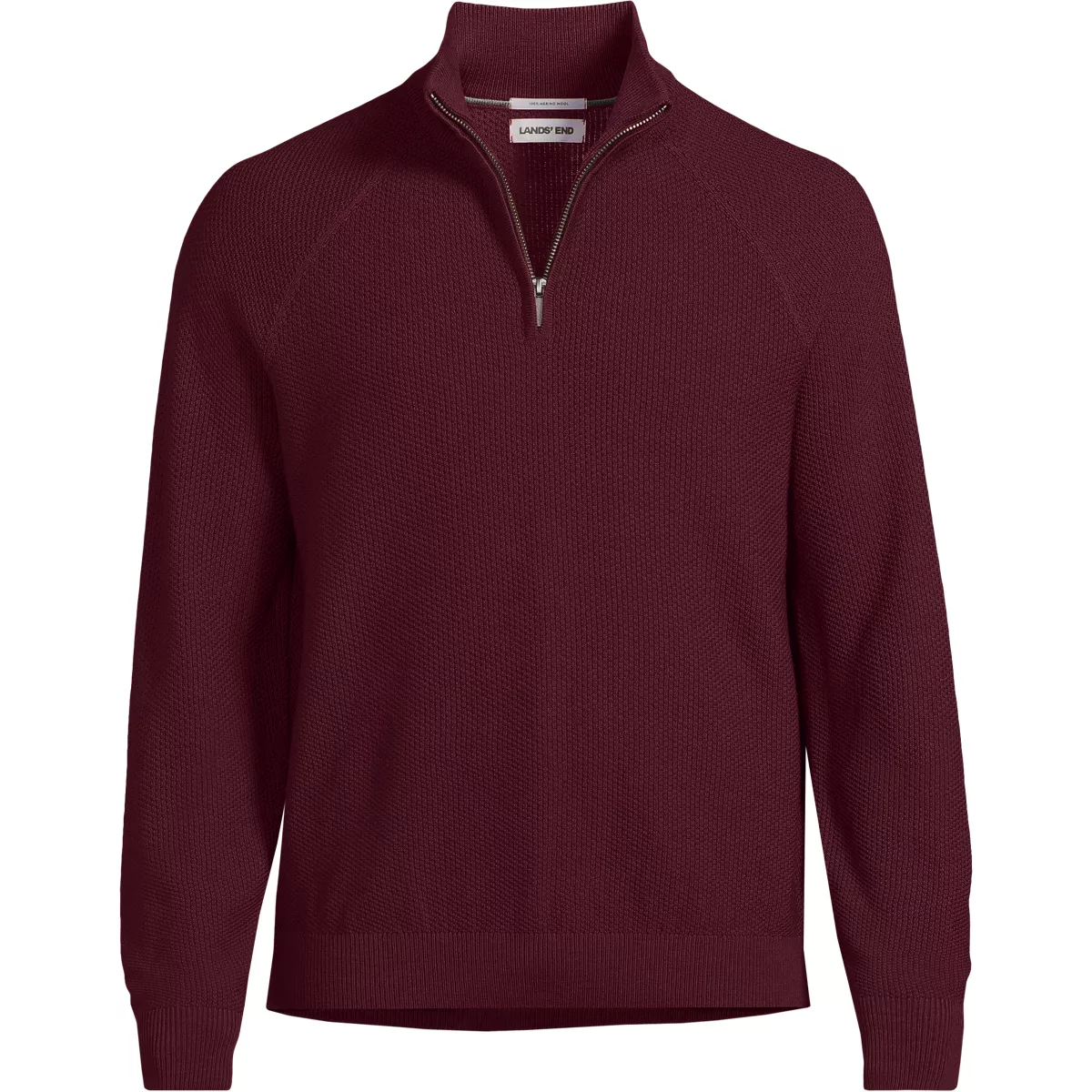 Men's Long Sleeve Washable Merino Wool Quarter Zip Sweater