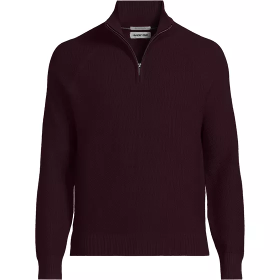 Men's Long Sleeve Washable Merino Wool Quarter Zip Sweater - primary