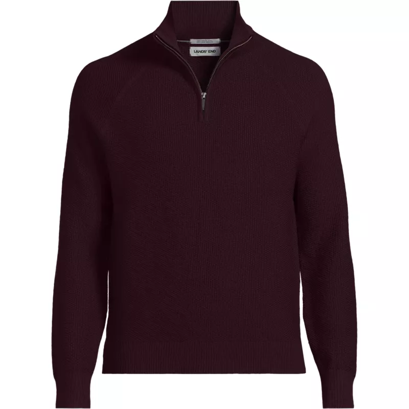 Men's Long Sleeve Washable Merino Wool Quarter Zip Sweater, Front