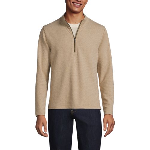 Lands' End Herringbone-pullover Mit Reißverschluss, Herren, Größe:44-46 Regular, Beige, Baumwoll-mischung/polyester-mischung, By Lands' End 