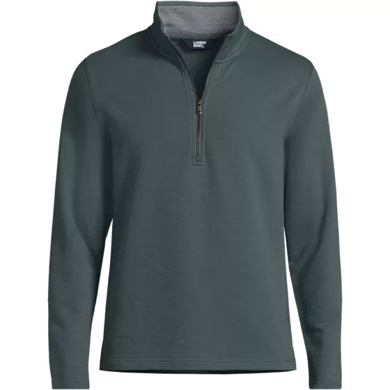 Men's Tall Long Sleeve Herringbone Textured Quarter Zip - primary