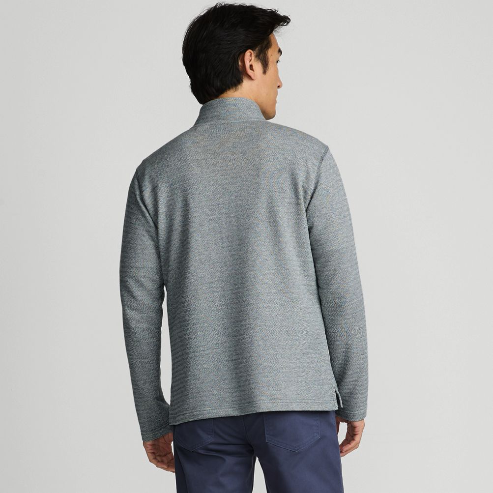 Men's Long Sleeve Herringbone Textured Quarter Zip | Lands' End