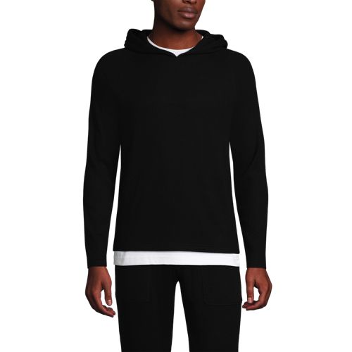  Lands' End Weicher Rippstrick-kapuzenpullover, Herren, Größe:56-58 Regular, Schwarz, Elasthan/viskose-mischung/polyester-mischung, By Lands' End 