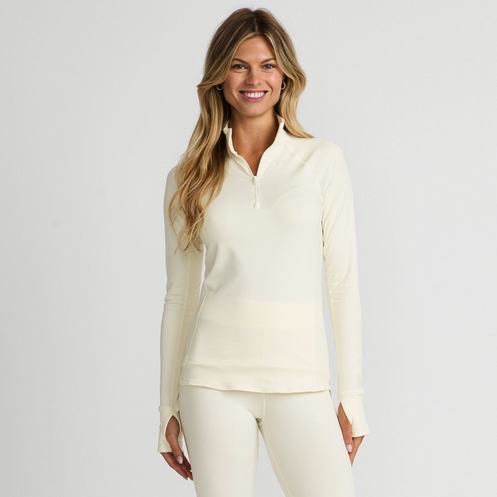 Women's Baselayer Cozy Thermaskin Quarter Zip Top | Lands' End