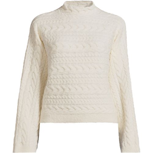 Women's Boucle Funnel Neck All Over Cable Sweater, Front