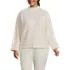 Women's Plus Size Boucle Funnel Neck All Over Cable Sweater, Front