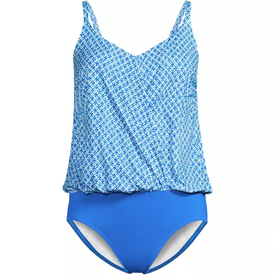 Women's Chlorine Resistant Smoothing Control Blouson Fauxkini One Piece Swimsuit - primary
