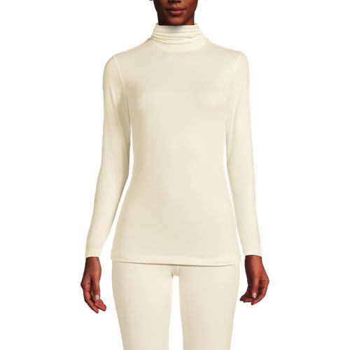  Lands' End Stretch-thermaskin-oberteil Mit Rollkragen, Damen, Größe:32-34 Regular, Weiß, Elasthan/polyester-mischung, By Lands' End 