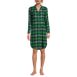 Women's Drapey Flannel Long Sleeve Button Down Knee Length Sleepshirt Nightgown, Front