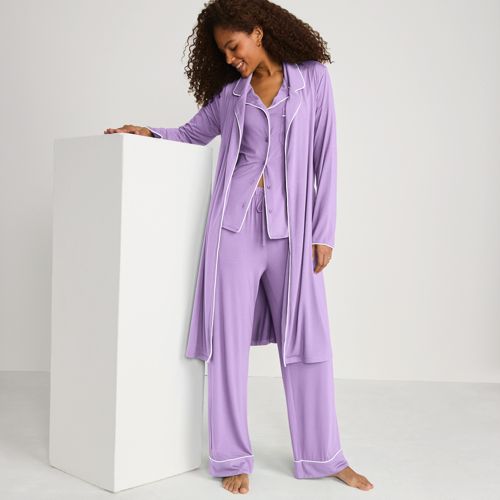 Women's Cooling 3 Piece Pajama Set - Robe Top and Pants, alternative image