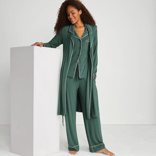 Women's Cooling 3 Piece Pajama Set - Robe Top and Pants