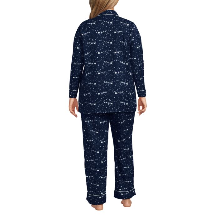 Women's Plus Size Drapey Flannel 2 Piece Pajama Set - Top and Pants