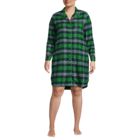 Women's Plus Size Drapey Flannel Long Sleeve Button Down Knee Length Sleepshirt Nightgown
