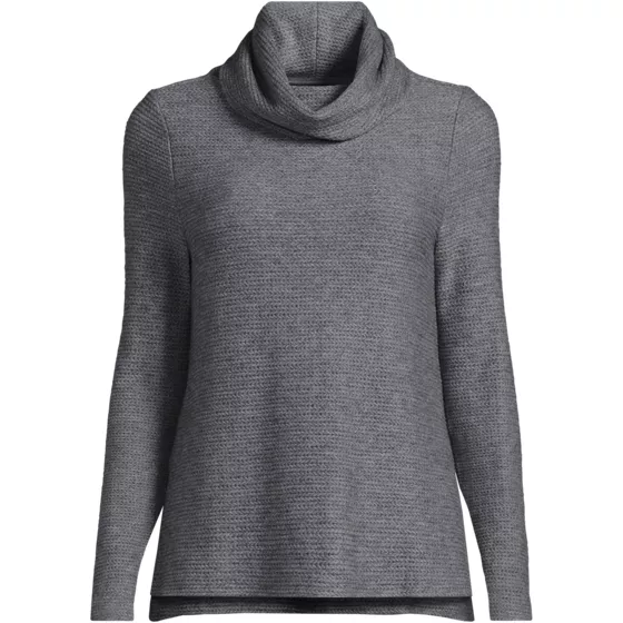 Women's Cable Ottoman Relaxed Long Sleeve Cowl Neck Top - primary