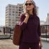 Women's Cable Ottoman Relaxed Long Sleeve Cowl Neck Top, alternative image