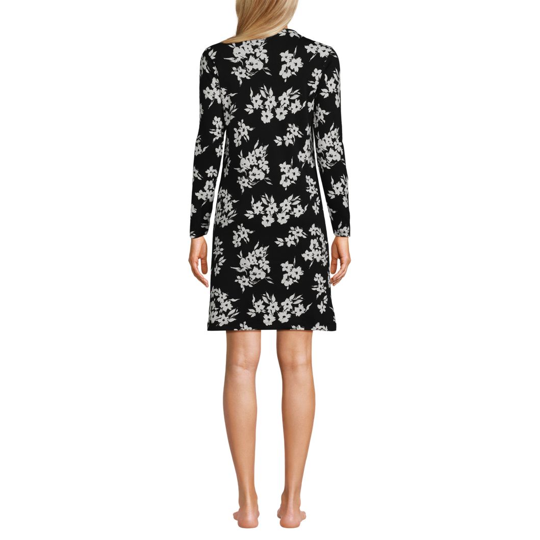 Women's Cotton Interlock Long Sleeve Above the Knee Nightgown