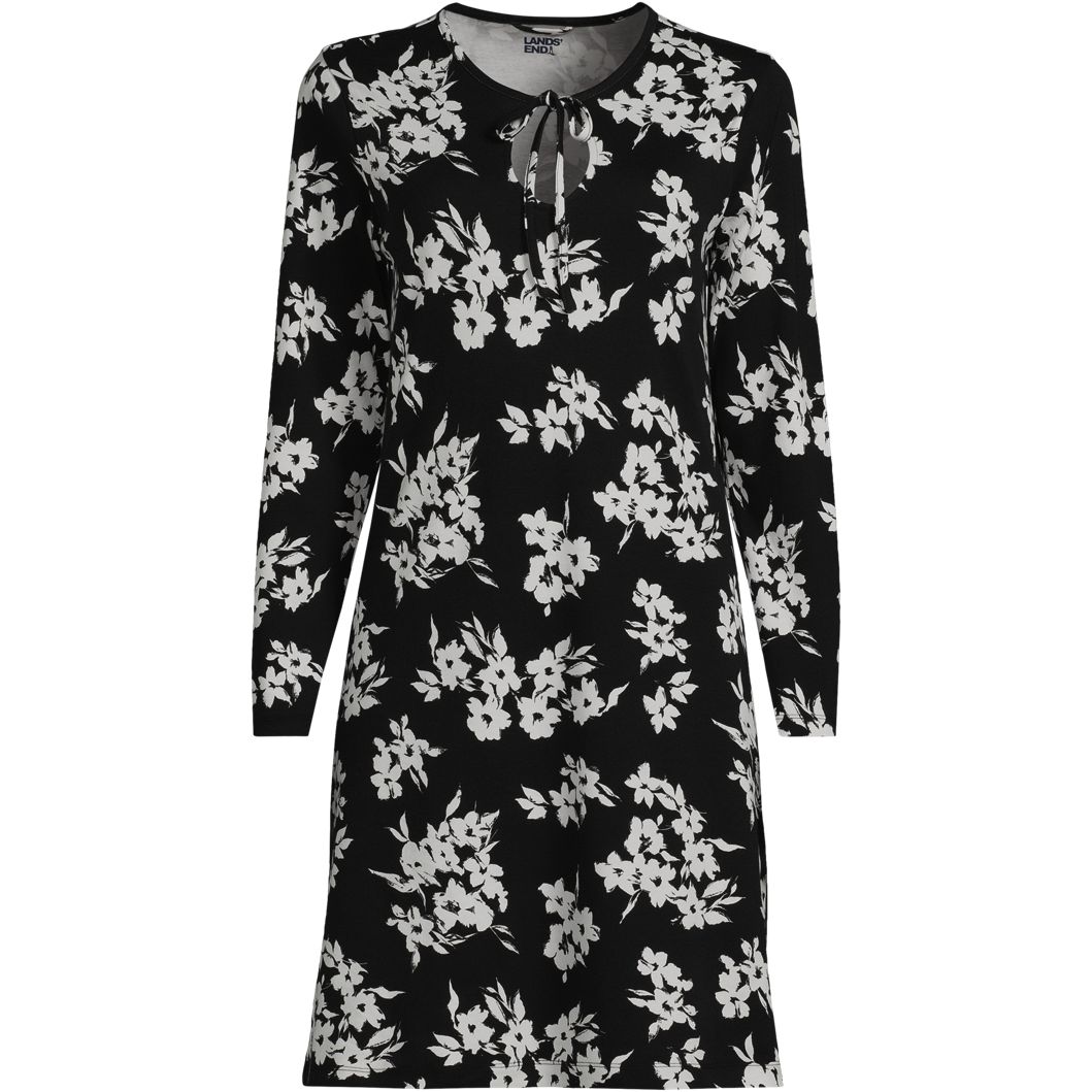 Women's Cotton Interlock Long Sleeve Above the Knee Nightgown