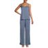 Women's Petite Hammered Satin 2 Piece Pajama Set - Cami Top and Pants, Front