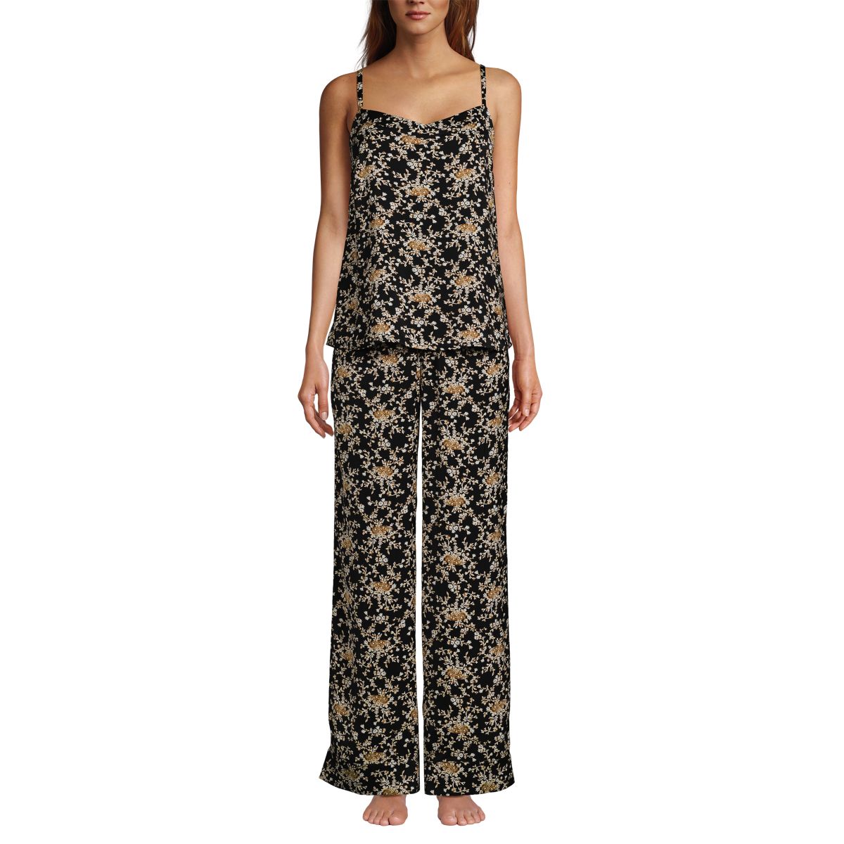 Women's Hammered Satin 2 Piece Pajama Set - Cami Top and Pants