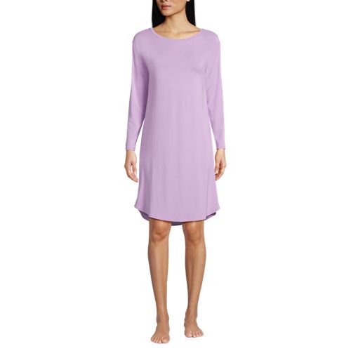 Women's Cooling Long Sleeve Knee Length Sleepshirt Nightgown, Front