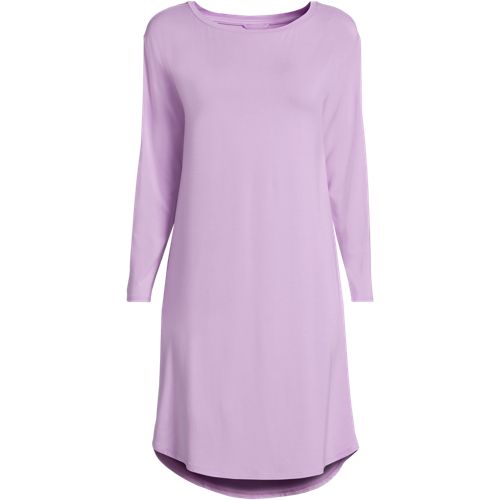 Women's Cooling Long Sleeve Knee Length Sleepshirt Nightgown, Front