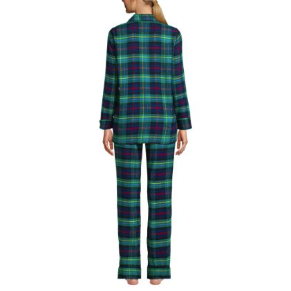 Women's Petite Drapey Flannel 4 Piece Pajama Set - Long Sleeve Top and Pants Robe and Bag - image 2