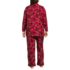 Women's Plus Size Drapey Flannel 4 Piece Pajama Set - Long Sleeve Top and Pants Robe and Bag, Back