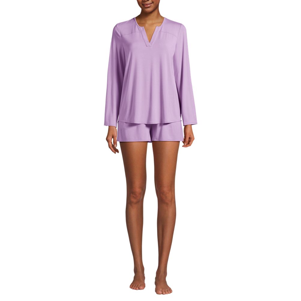 Women's Cooling 2 Piece Pajama Set - Long Sleeve Flowy Shirt