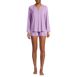 Women's Cooling 2 Piece Pajama Set - Long Sleeve Flowy Shirt and Shorts, Front