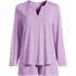 Women's Cooling 2 Piece Pajama Set - Long Sleeve Flowy Shirt and Shorts, Front