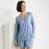 Women's Cooling 2 Piece Pajama Set - Long Sleeve Flowy Shirt and Shorts, alternative image