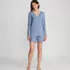 Women's Cooling 2 Piece Pajama Set - Long Sleeve Flowy Shirt and Shorts, Front