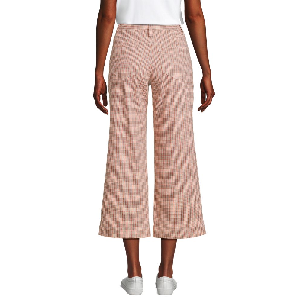 Women s Printed Twill High Rise 5 Pocket Wide Leg Crop Pants Lands End