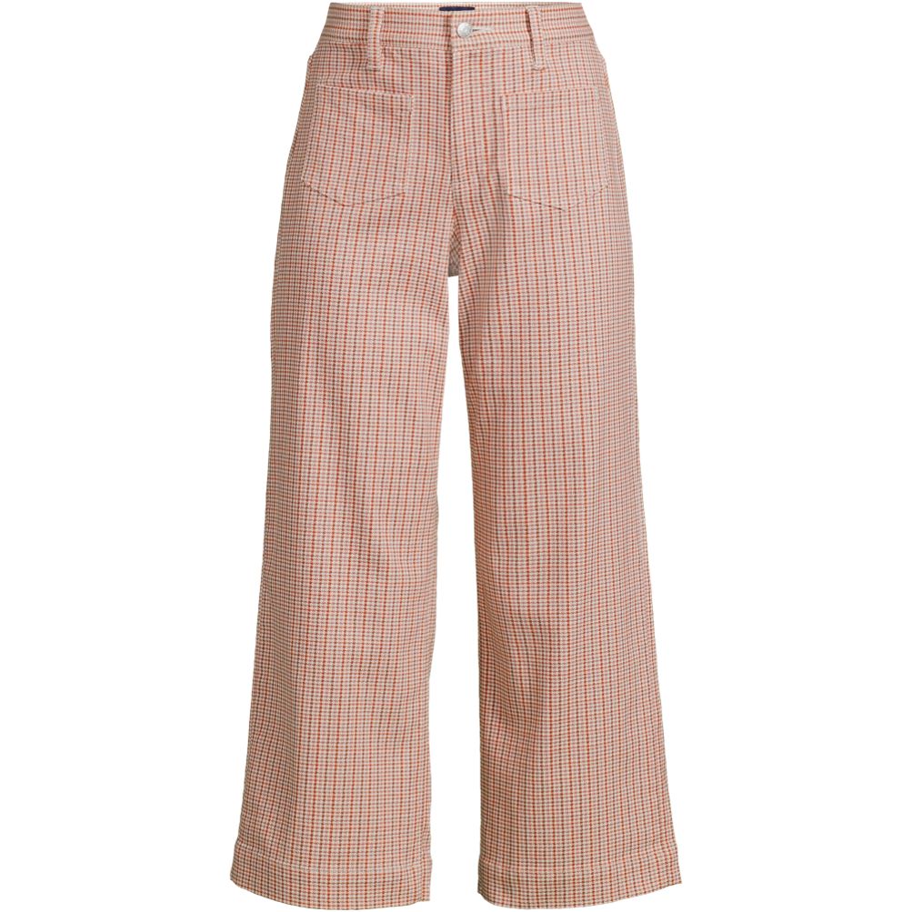 Women's Printed Twill High Rise 5 Pocket Wide Leg Crop Pants