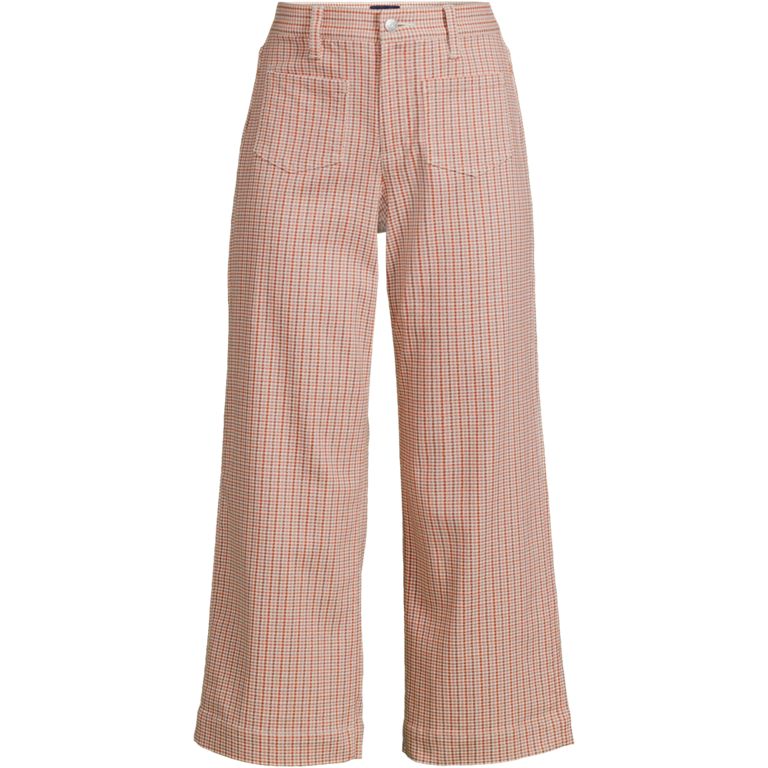 Women's Printed Twill High Rise 5 Pocket Wide Leg Crop Pants