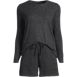 Women's Cozy Brushed Rib 2 Piece Pajama Set - Long Sleeve Top and Shorts, Front