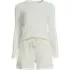 Women's Cozy Plus Size Brushed Rib 2 Piece Pajama Set - Long Sleeve Top and Shorts, Front