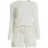 Women's Cozy Brushed Rib 2 Piece Pajama Set - Long Sleeve Top and Shorts, Front