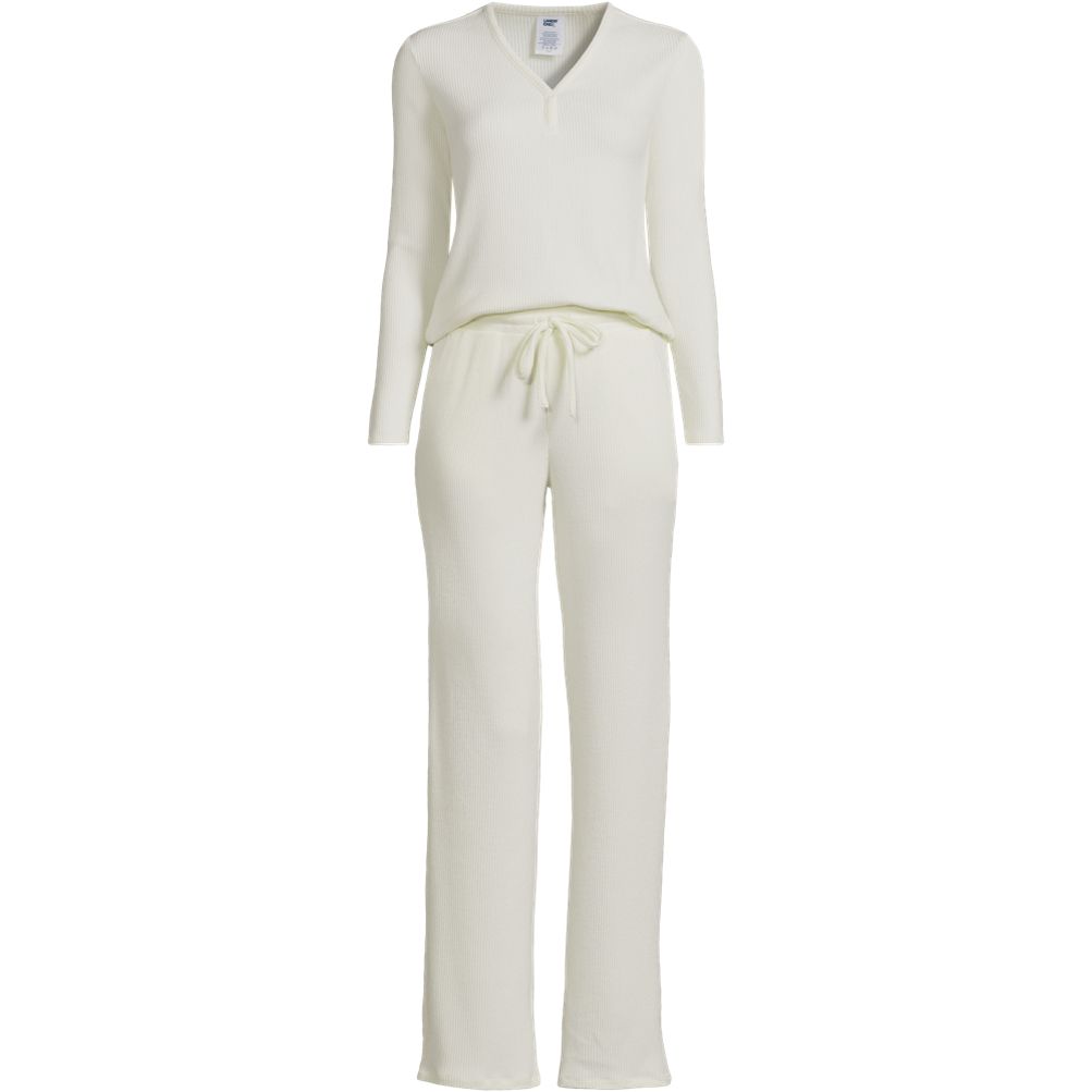 売れ筋商品|||ランズエンド カットソー トップス レディース Women's Cozy Brushed Rib 2 Piece Pajama Set - Long Sleeve Top and Shorts Light cornflower Women's Cozy Brushed Rib 2 Piece Pajama Set - Long Sleeve