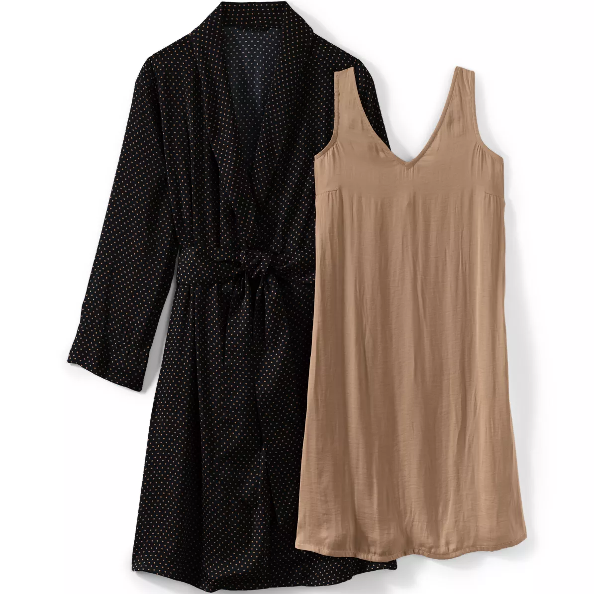Women's Hammered Satin 2 Piece Pajama Set - Nightgown and Robe
