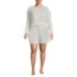 Women's Cozy Plus Size Brushed Rib 2 Piece Pajama Set - Long Sleeve Top and Shorts, Front